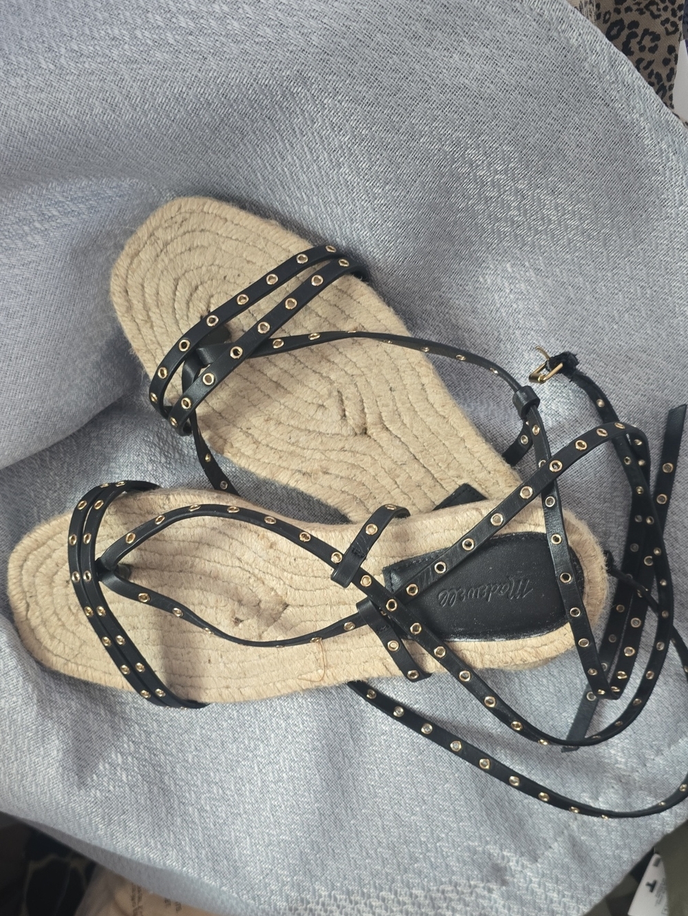 NWOB..Madewell Black Studded Wrap Espadrilles